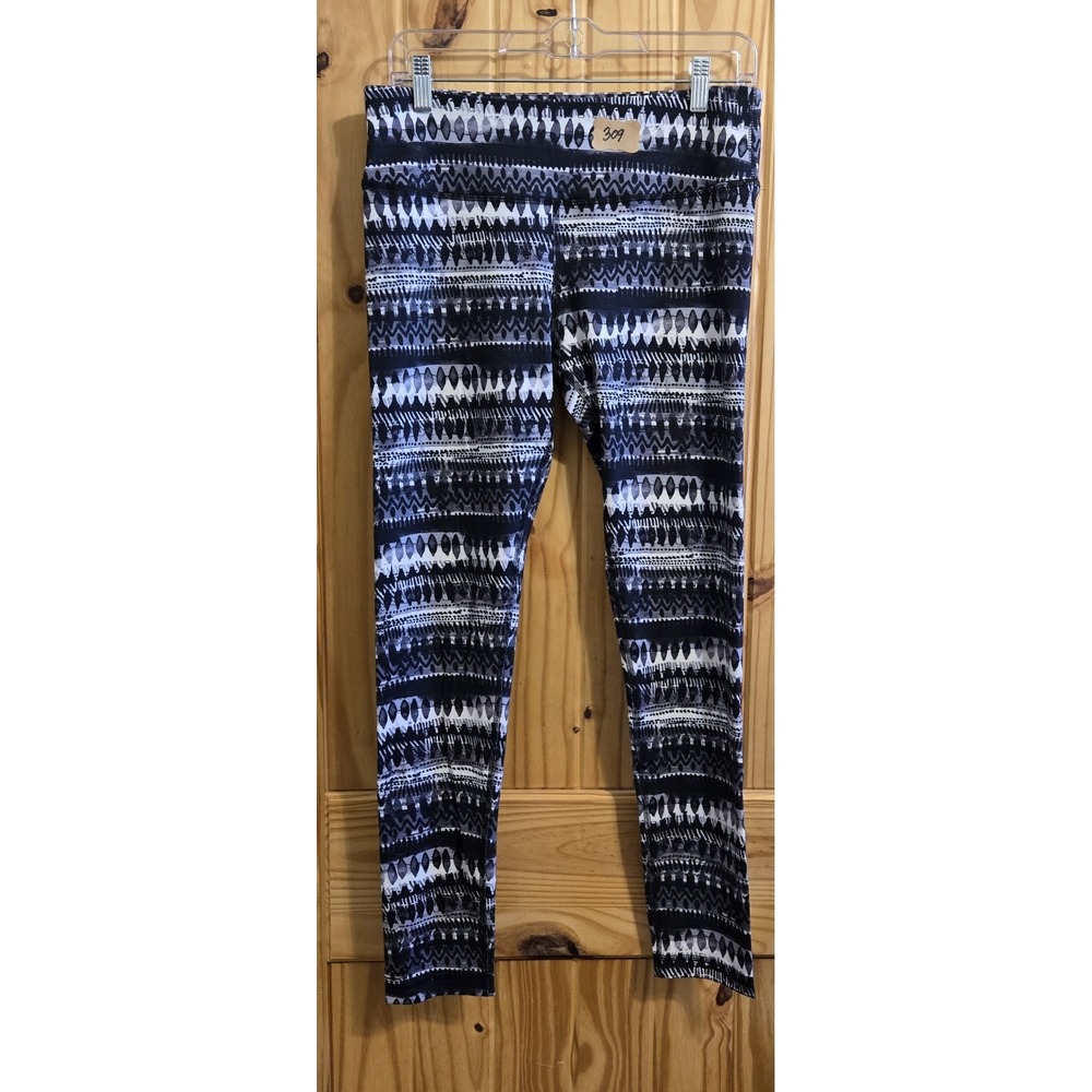 90 Degree Reflex Women's Yoga Pants Size M Black White Print High Rise - Picture 1 of 3